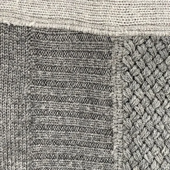 FISHER FOUND Sweater S EILEEN FISHER Patchwork Crafted Jumper Crochet Gray USA - Picture 6 of 13